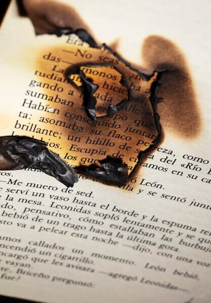 Still life of burnt paper