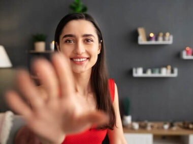 Young adult enjoying virtual date