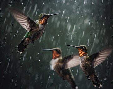 Birds in Rain