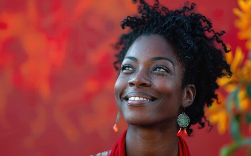 Emotional portrait of happy black woman ai generated