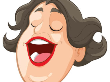 Joyful Womans Face Cartoon Illustration