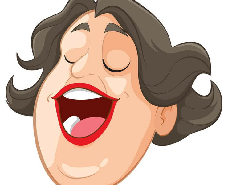 Joyful Womans Face Cartoon Illustration