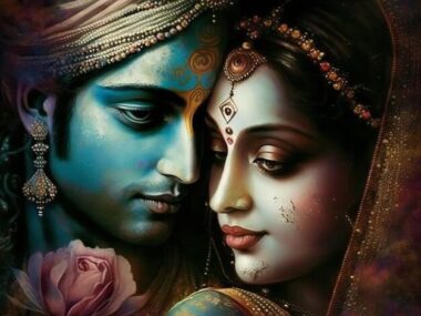 Shree Krishna and Radha illustration Generative ai