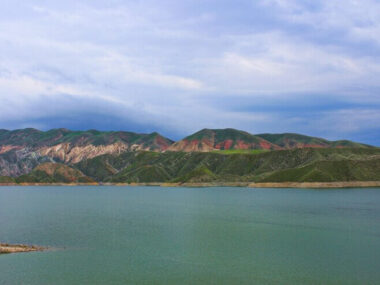 Amazing shot of a mountain lake on a cloudy sky in Armenia