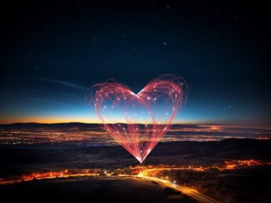 Bright 3d heart shape with motion blur effect