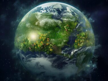 Digital art with planet earth