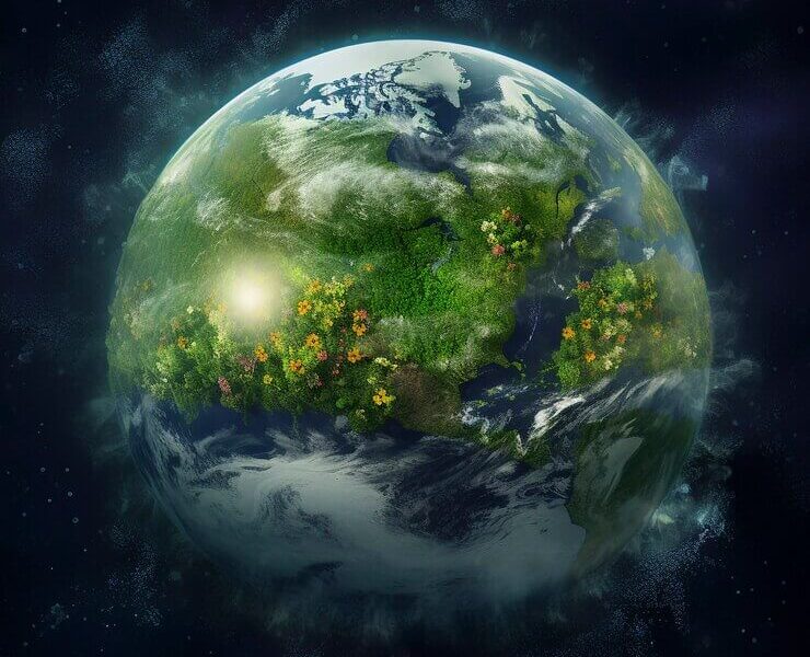 Digital art with planet earth
