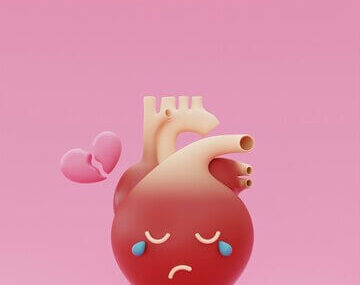 Cartoon anatomical heart crying