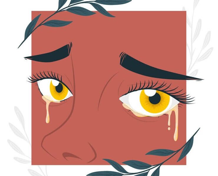 Crying eyes concept illustration