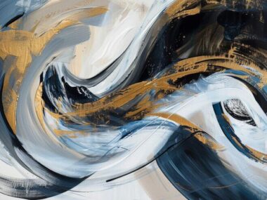 A painting of a wave that is called the artist