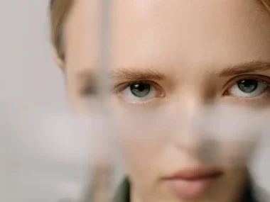 Woman Face behind Glass