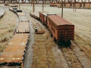 Train Under Bridge on Railway